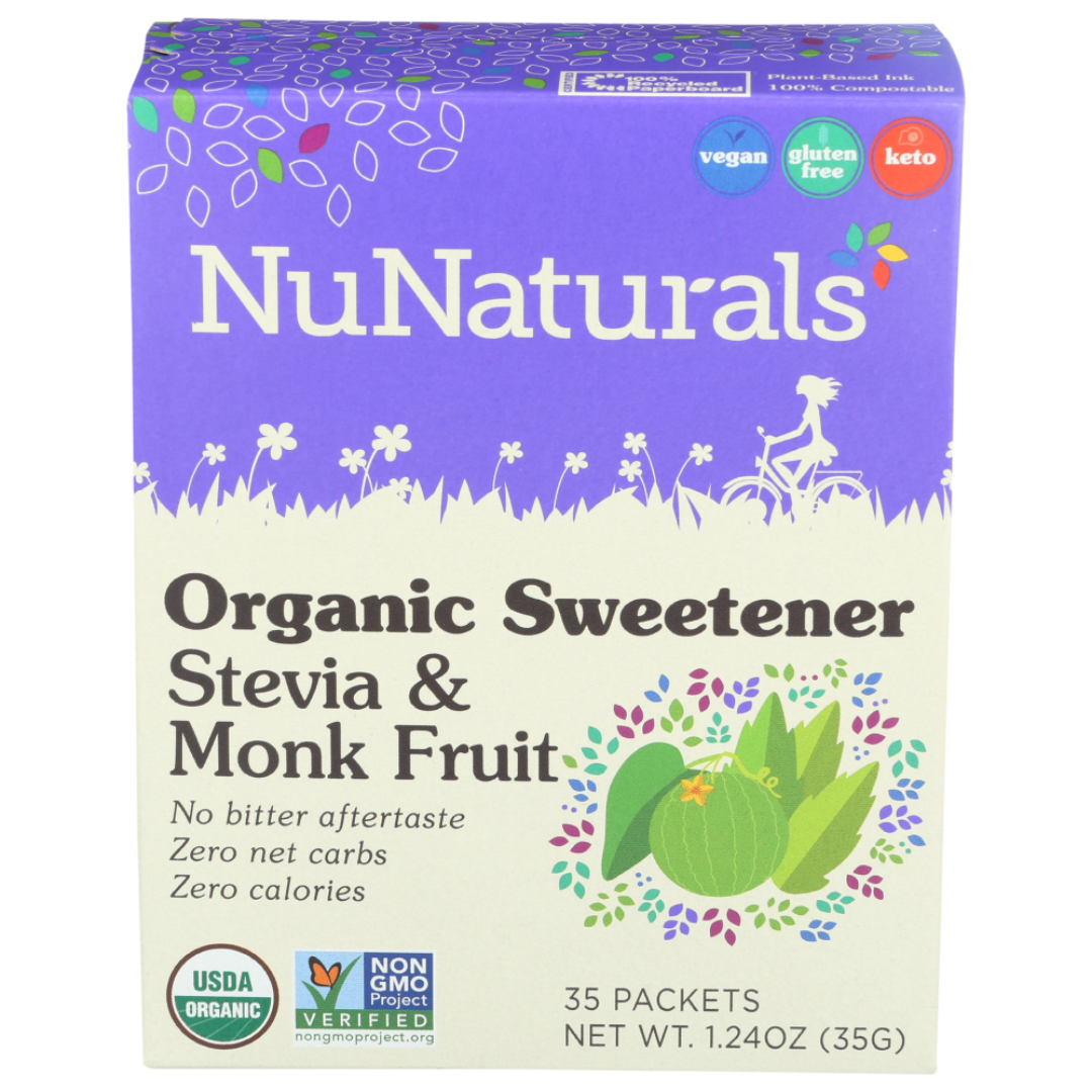 NuNaturals Organic Sweetener, Stevia And Monk Fruit, 35 Packets
