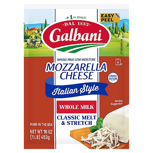 Galbani Low Moisture, Mozzarella, Whole Milk Cheese - 16 Oz