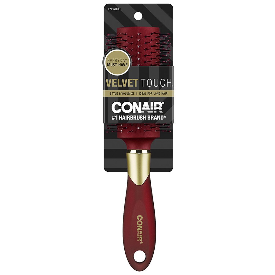 Conair Velvet Touch Large V Bristle Nylon Round Brush-Black Black