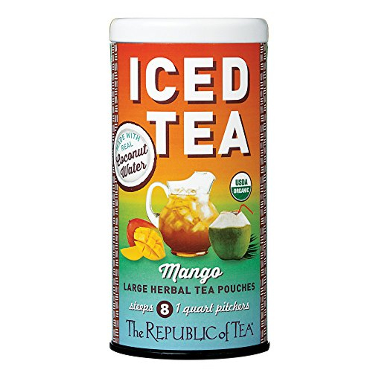 Republic of Tea Herbal Iced, Mango, Large Pouches