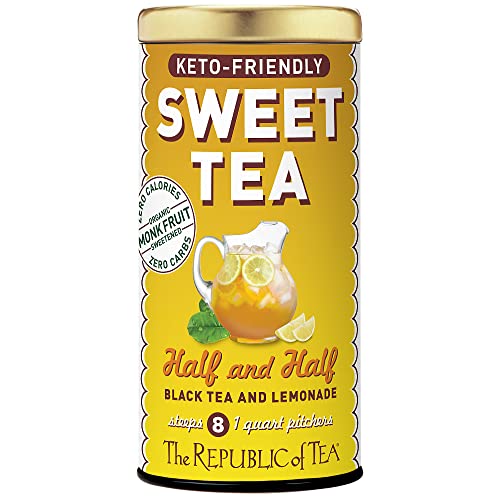 The Republic of Tea Keto-Friendly Sweet Half And Half - Black & Lemonade, 8 Large Pouches / 8 Quarts