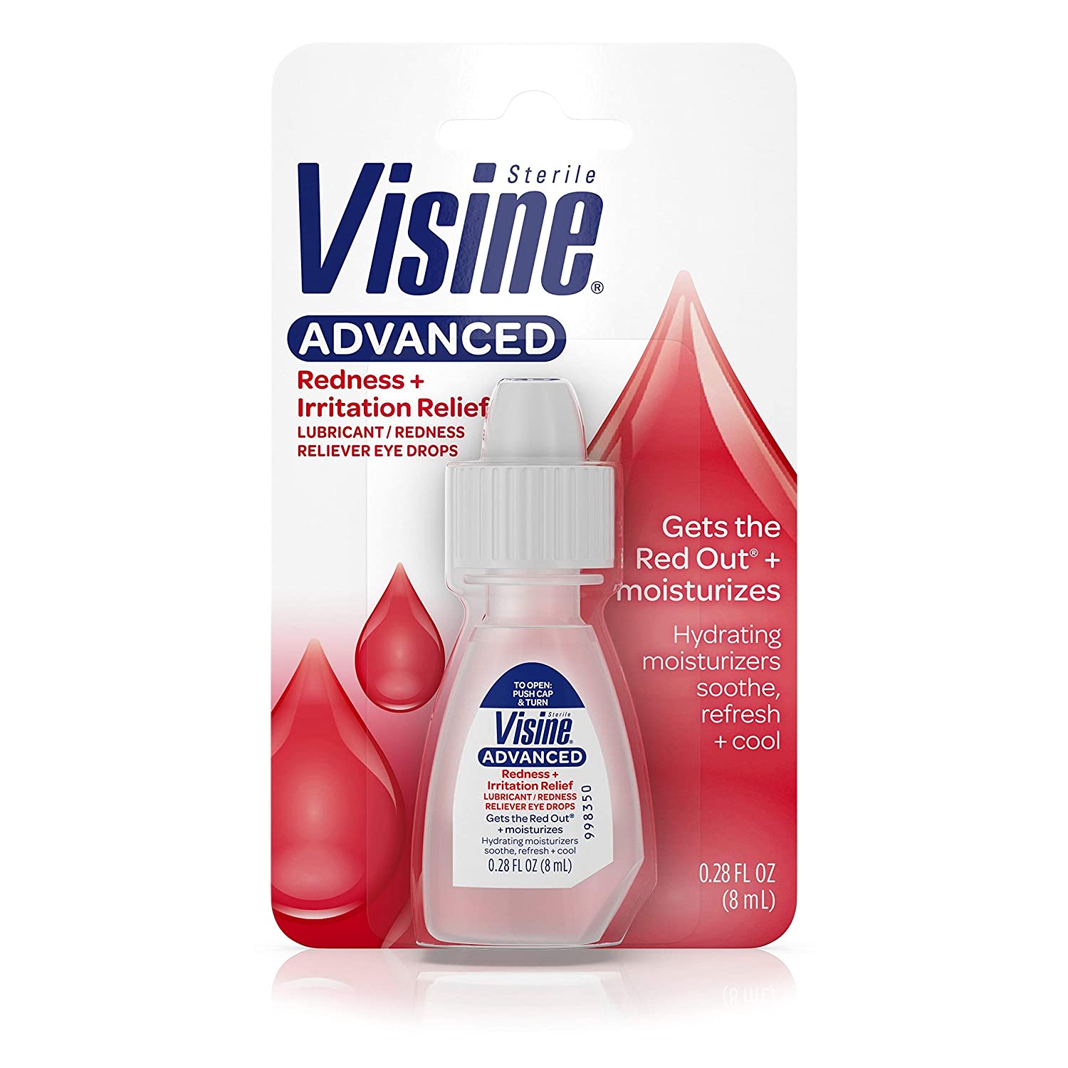 Visine Advanced Redness + Irritation Relief Eye Drops To Cool & Moisturize Dry, Irritated & Red Eyes, 0.28 Fl. Oz
