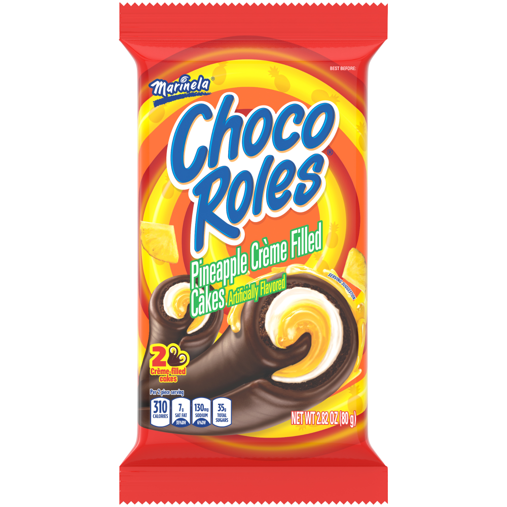Marinela Choco Roles Pineapple And Crème Filled Snack Cakes With Chocolate Coating Twin Pack
