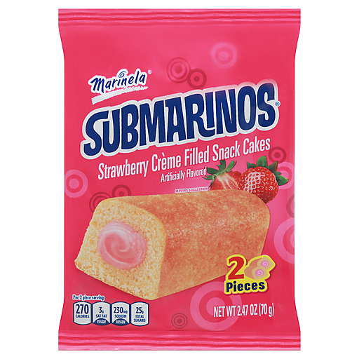 Marinela Submarinos Strawberry Crème Filled Snack Cakes 2 Pieces