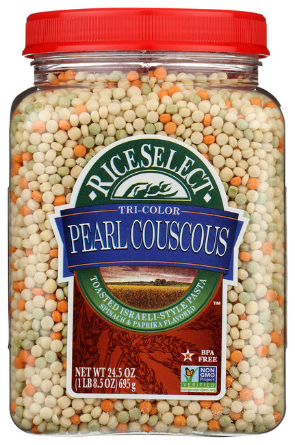 RiceSelect Tri Color Pearl Couscous 24.5 Oz. Jar