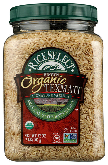 Rice Select Texmati Organic Brown 32 Oz Jar - 4ct Case