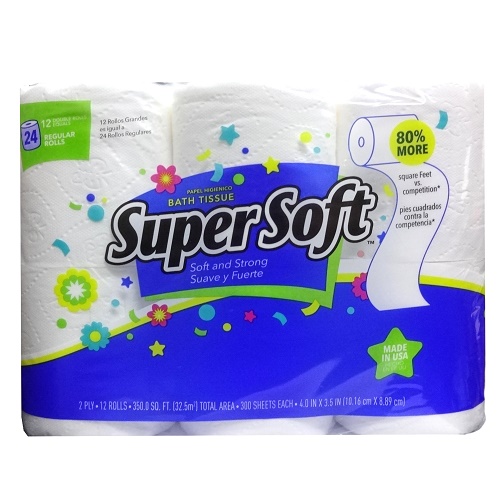 Super Soft Bath Tissue 12 Rolls 2-ply-whole