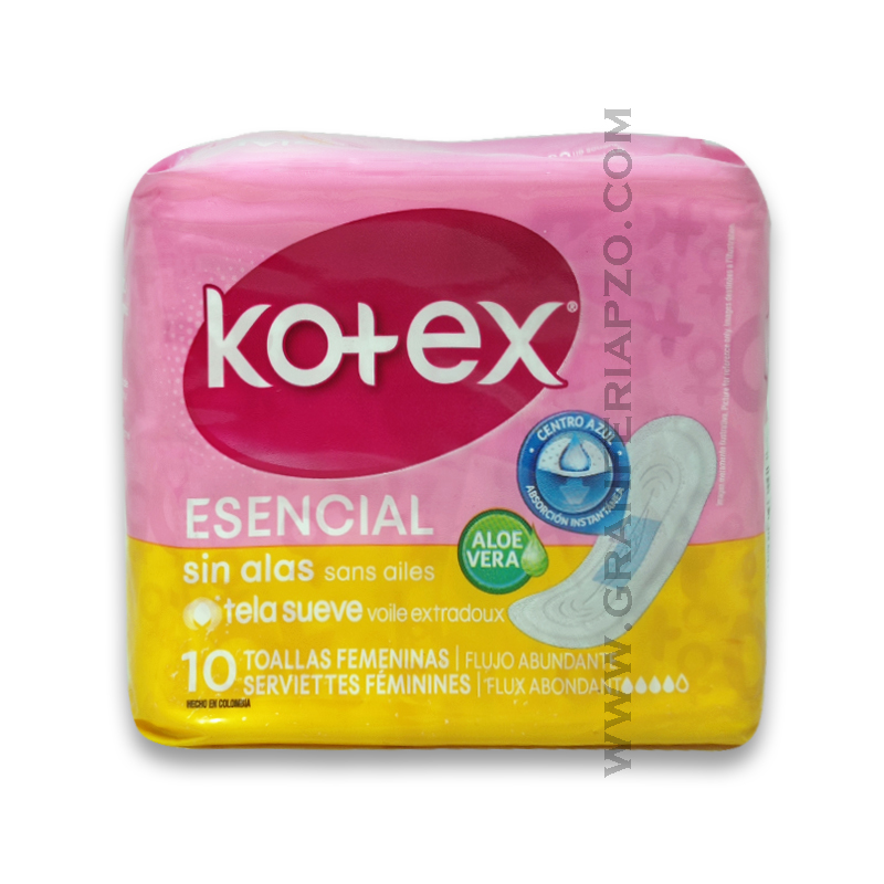 Kotex Toallas Sanitarias Esencial Sin Alas 10 Unidades