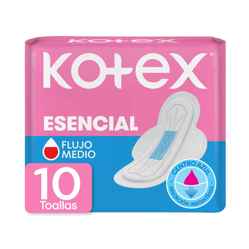 Kotex Toallas Femeninas Esencial Normal Con Alas - 10 Uds