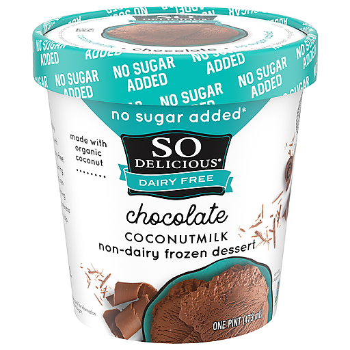 So Delicious Dairy Free Coconut Milk Frozen Dessert, Chocolate, No Sugar Added, Vegan, Non-GMO Project Verified, 1 Pint
