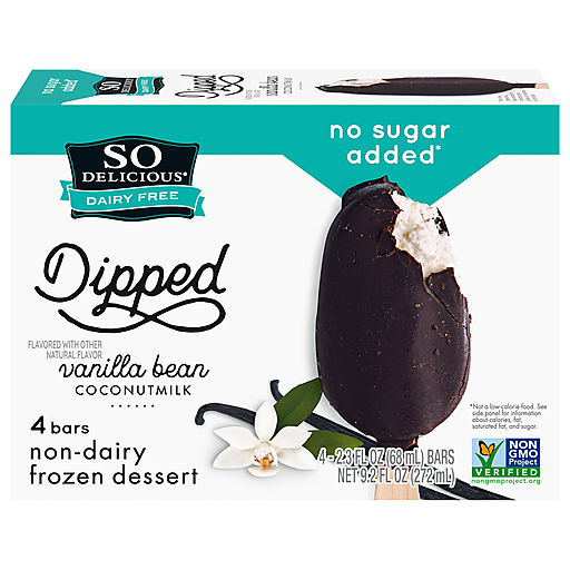 So Delicious Dairy Free Coconut Milk Frozen Dessert Bar, Vanilla Bean, No Sugar Added, Vegan, Non-GMO Project Verified