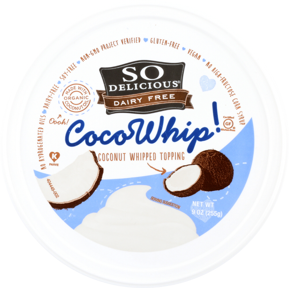 So Delicious Dairy Free Coco Whip Original, Vegan, Non Gmo Project Verified, 9 Oz. Tub