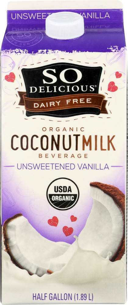 So Delicious Dairy Free Organic Unsweetened Vanilla Coconut Milk, 1/2 Gal