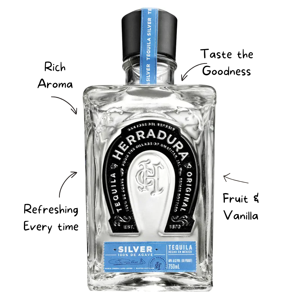 Herradura Tequila Silver, 750 mL Bottle, 80 Proof