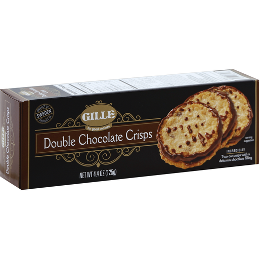 Gille Double Chocolate Cookie Crisps, 4.4 Ounce