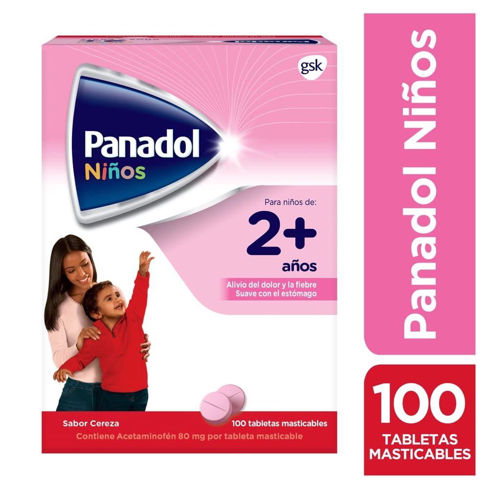 Sin Marca Analgésico Acetaminofén, Panadol Niños Sabor Cereza Masticables, Caja 100 Tabletas - Precio Indicado Por Sobre De Cuatro Tabletas