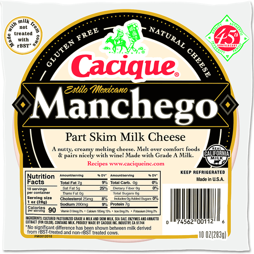 Cacique Manchego Part Skim Milk Cheese 10 Oz. Pack
