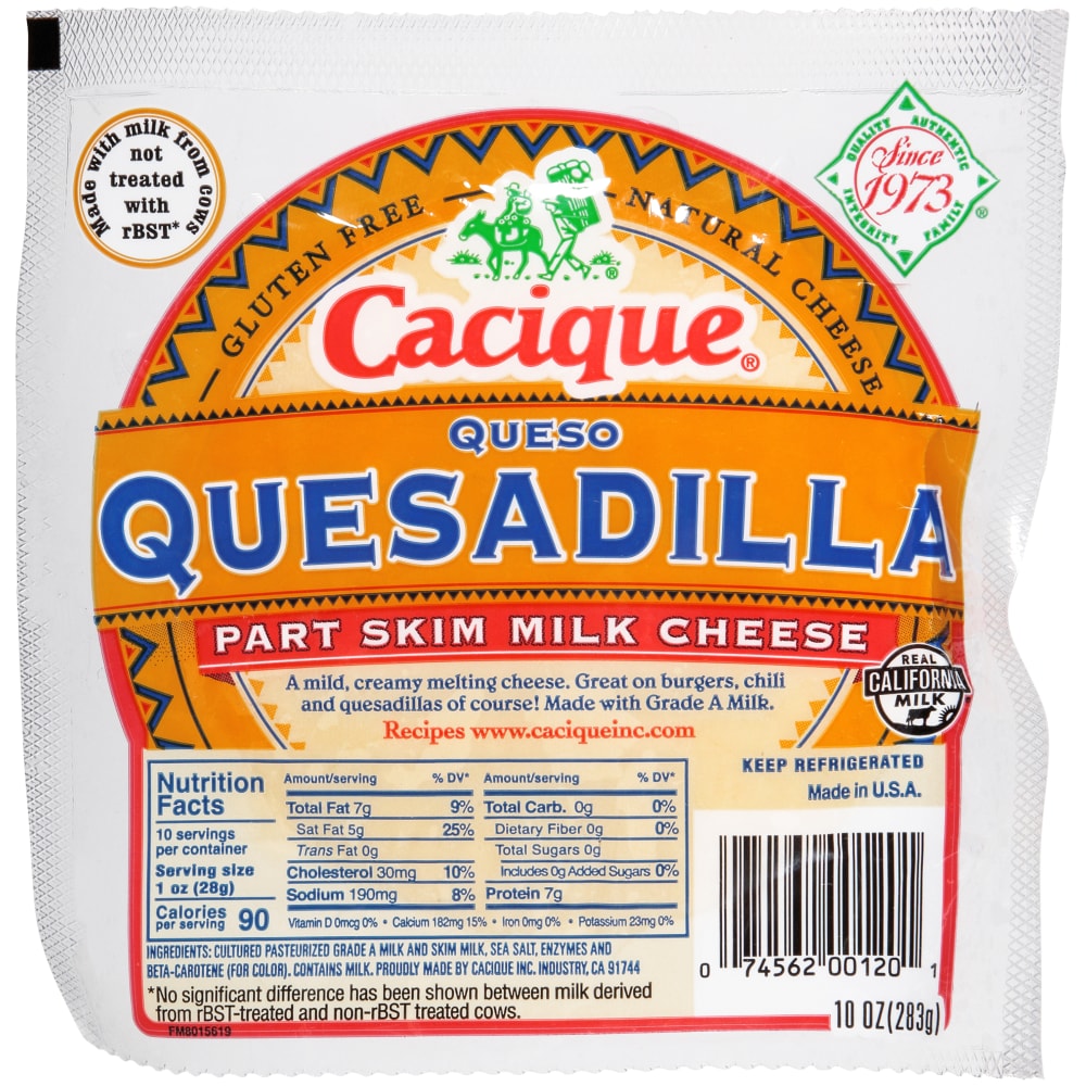 Cacique Queso Quesadilla Part Skim Milk Cheese 10 Oz. Pack