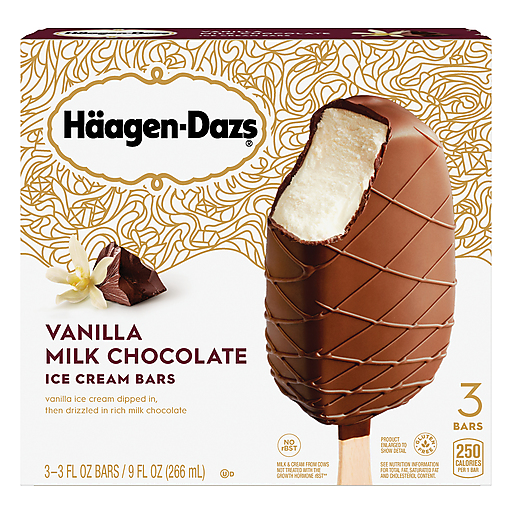 Haagen-Dazs 3 Pack Vanilla Milk Chocolate Ice Cream Bars