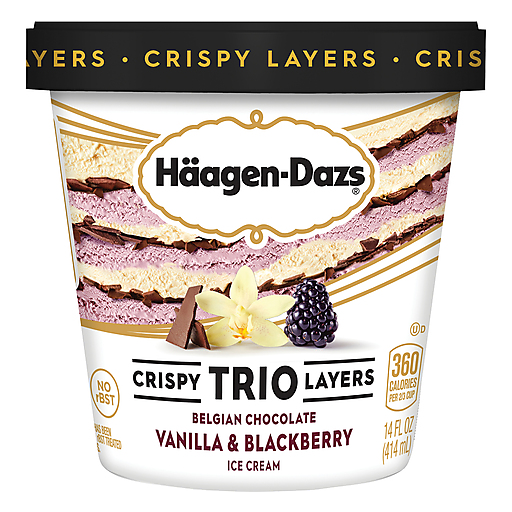 Haagen-Dazs Crispy Trio Layers Belgian Chocolate Vanilla & Blackberry Ice Cream 14 Oz