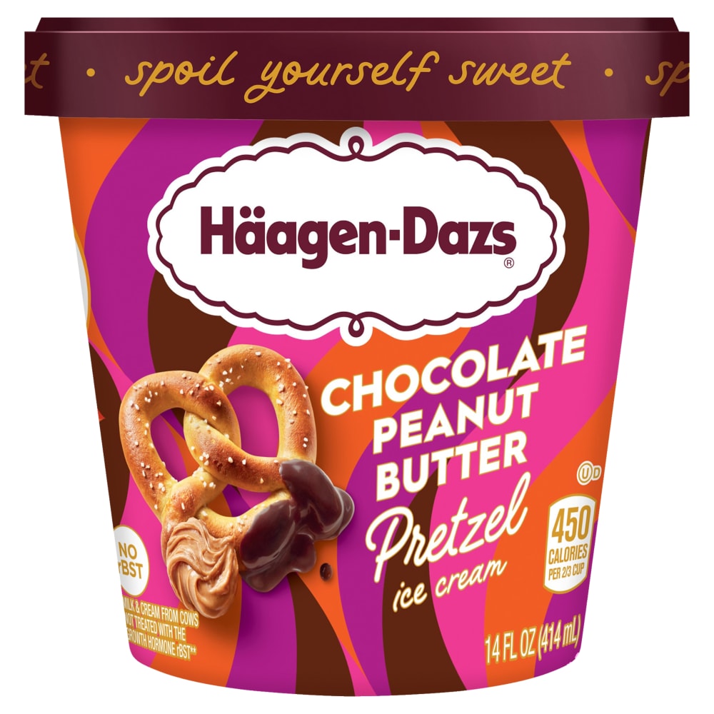 Haagen-Dazs Chocolate Peanut Butter Pretzel Ice Cream 14 Fl Oz