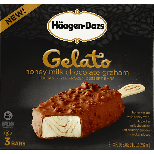 Haagen-Dazs Frozen Dessert Bars, Gelato, Honey Milk Chocolate Graham