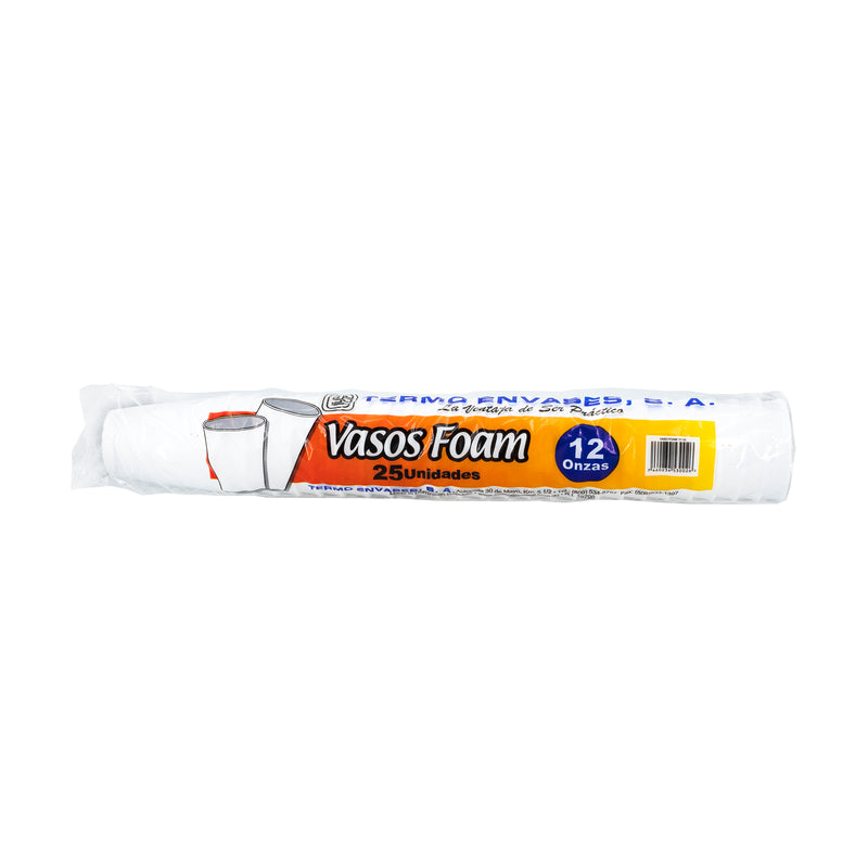Termo Envases Vasos Foam 12 Oz 25 Uds