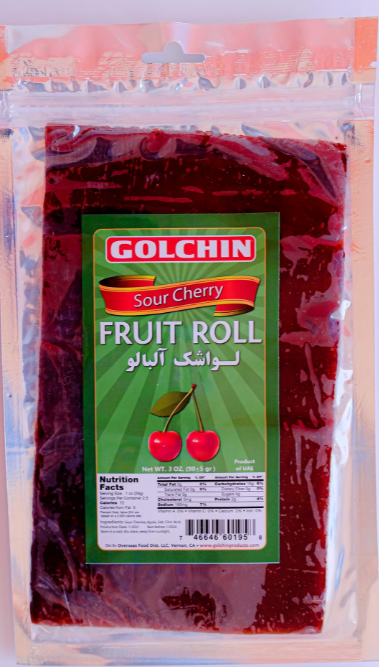 Golchin Sour Cherry Fruit Rolls (lavashak Albaloo)