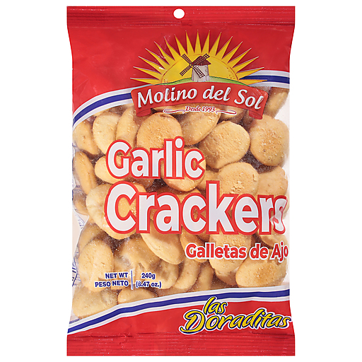 Molino del Sol Crackers, Garlic 8.47 Oz