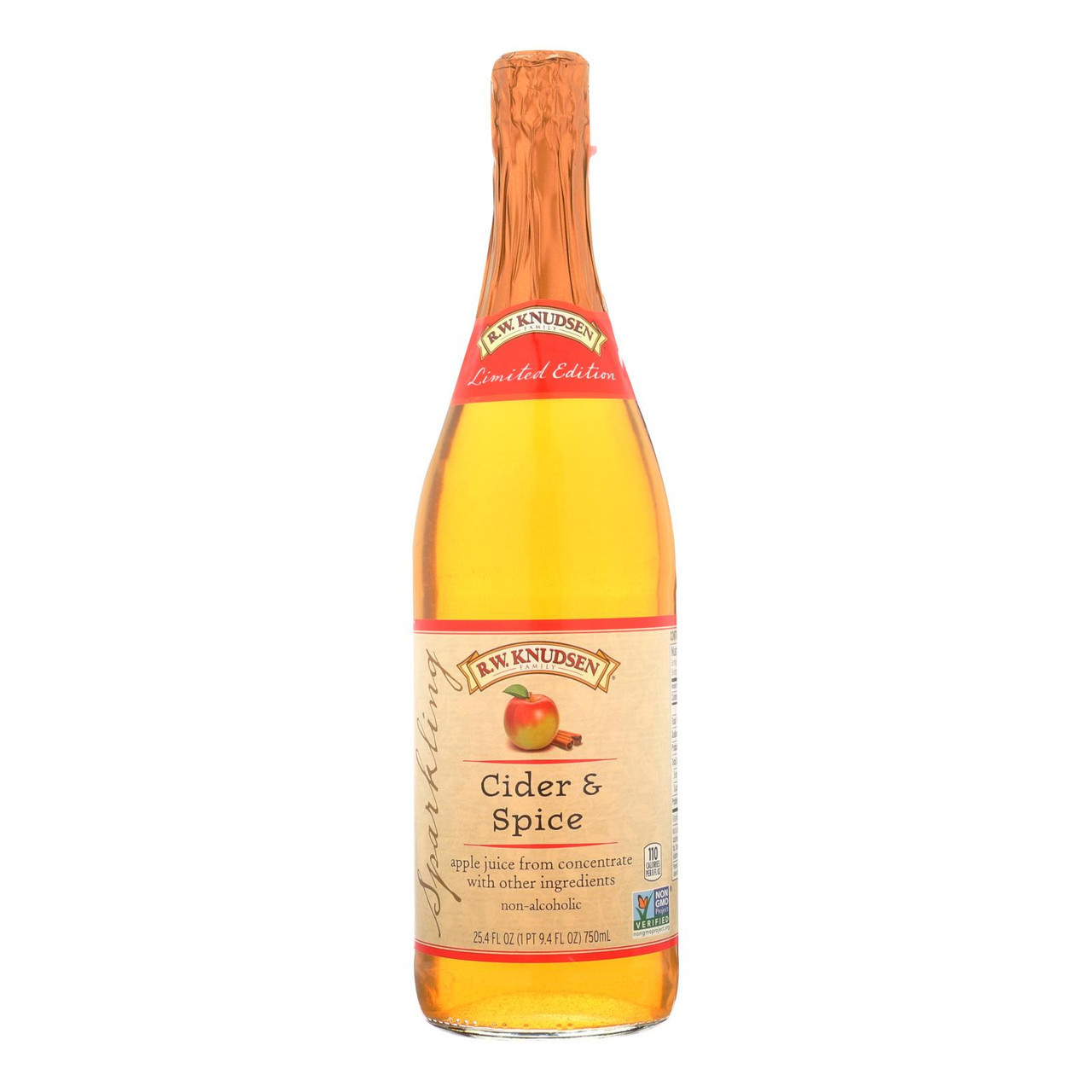 RW Knudsen Sparkling Juice – Cider And Spice – Case Of 12 – 25.4 Fl Oz