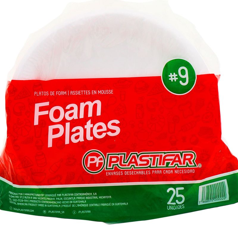 Plastifar Platos Foam N°9 25 Unidades