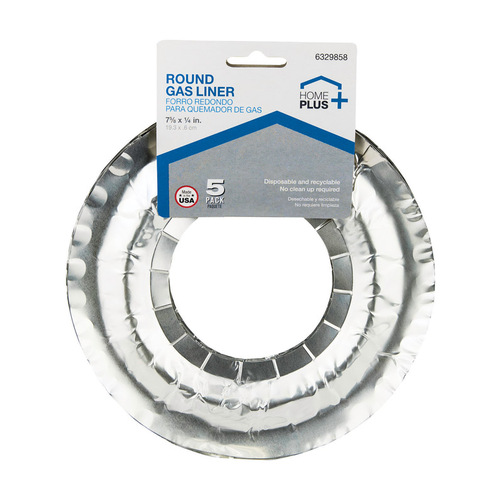 Home Plus Durable Foil D60050 Round Gas Burner Liner, Aluminum, 7-5/8