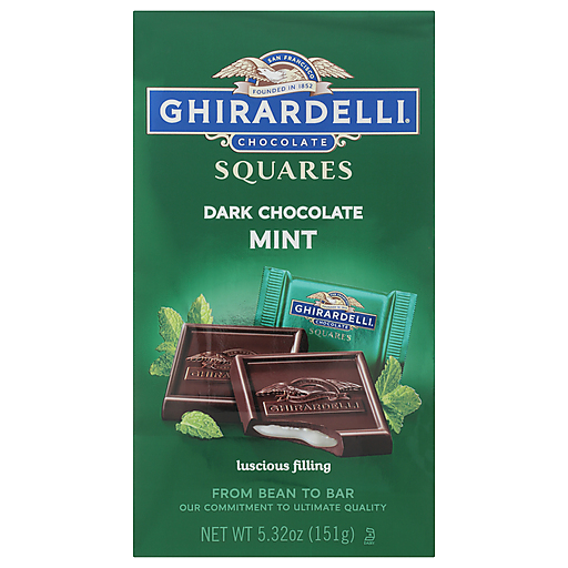 Ghirardelli Dark Chocolate Mint Squares 5.32 Oz Bag 6ct Case