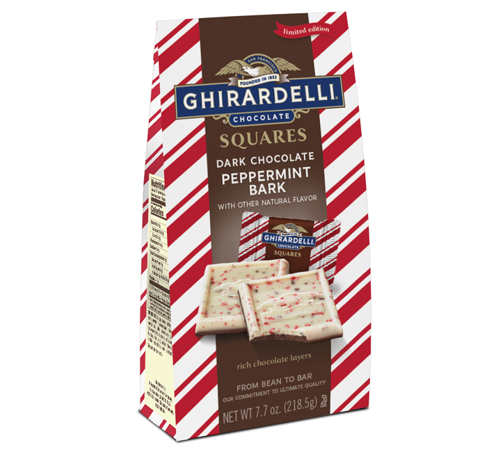 Ghirardelli Dark Chocolate Peppermint Bark Squares 7.7 Oz Bag
