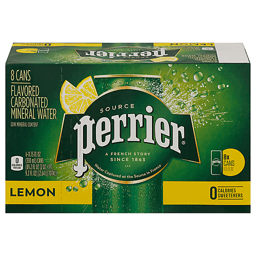 Perrier Lemon Flavored Carbonated Mineral Water 8 - 11.15 Fl Oz Cans
