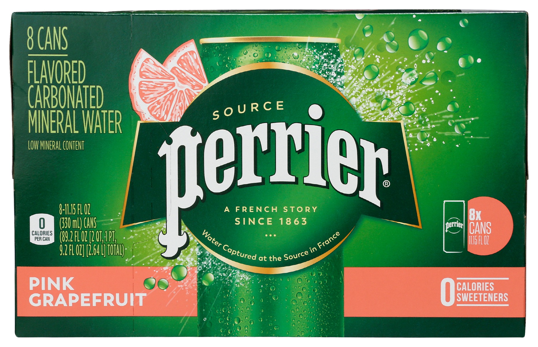 Perrier Pink Grapefruit Flavored Carbonated Mineral Water 8 - 11.15 Fl Oz Cans