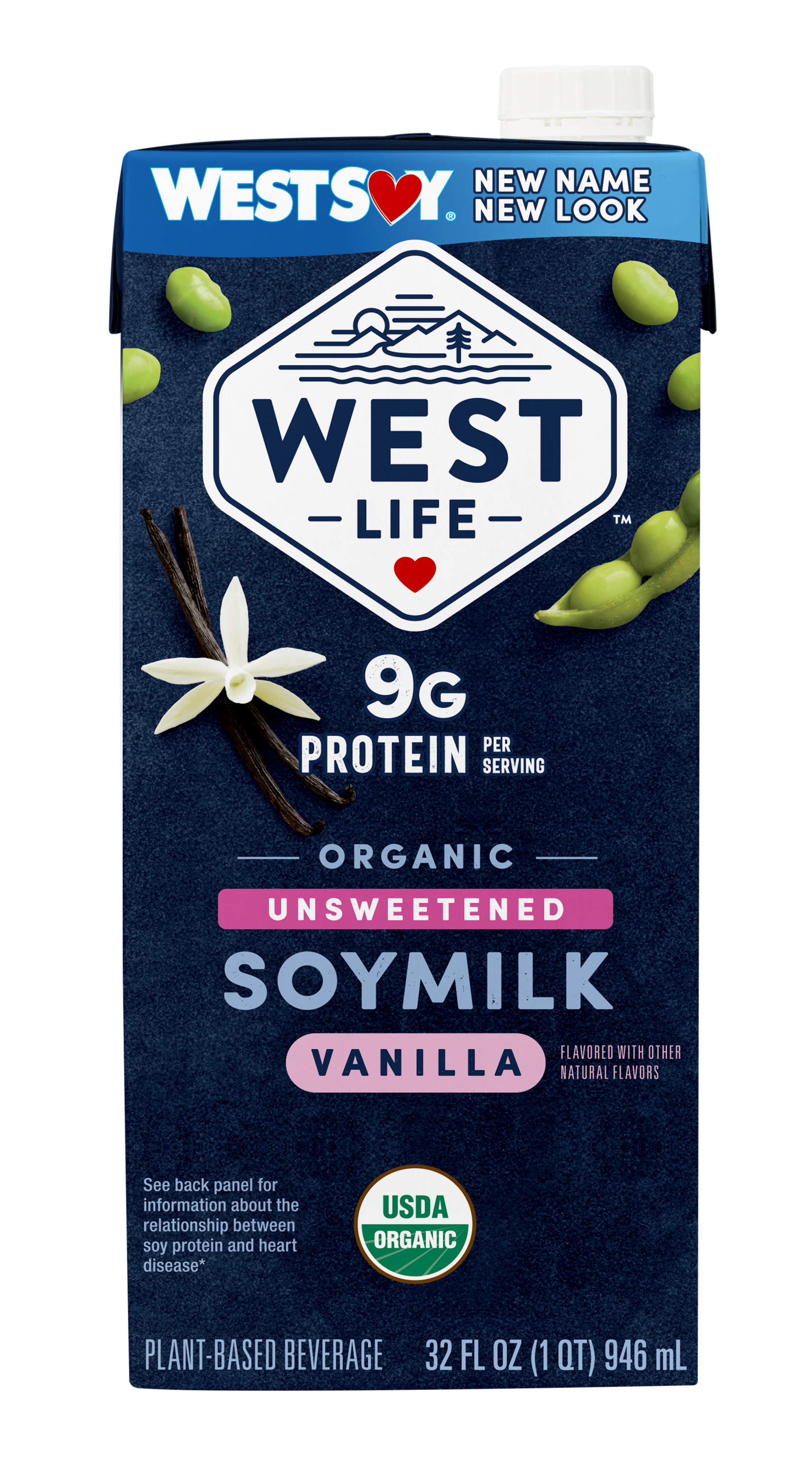 Westbrae Natural WestSoy Soymilk - Organic Unsweetened Vanilla 32.00 Fl Oz