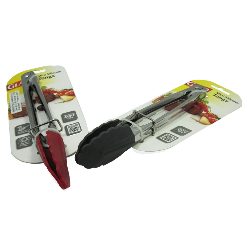 Glad Mini Silicone Tongs Red Gray