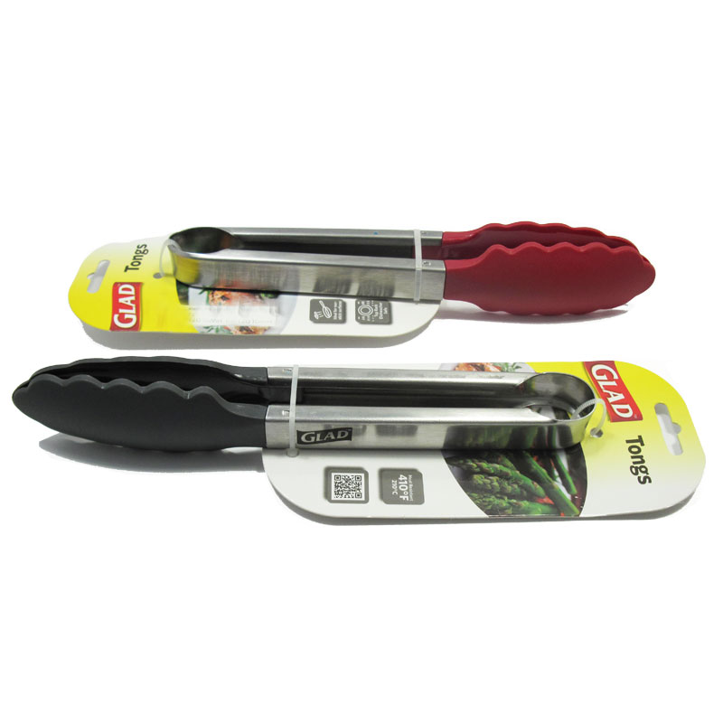 Glad 8.5″ Tongs Red And Gray Assortment
