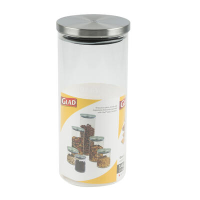 Glad Glass Canister With Polished Iron Lid-5.9cups
