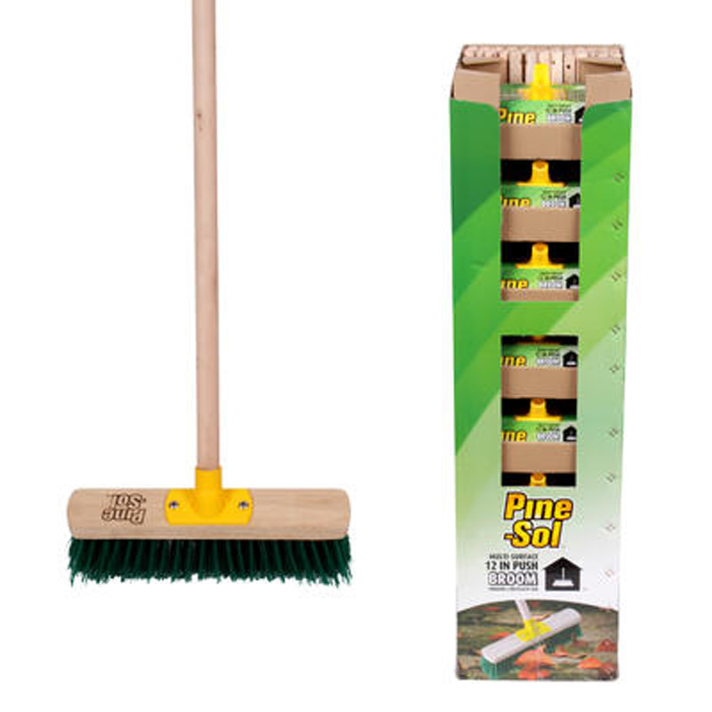 Pine Sol Push Broom 12″ Wood Handle