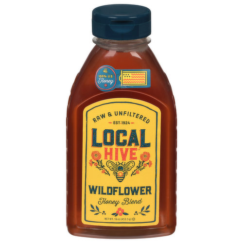 Local Hive Honey Blend, Raw & Unfiltered, Wildflower 16 Oz