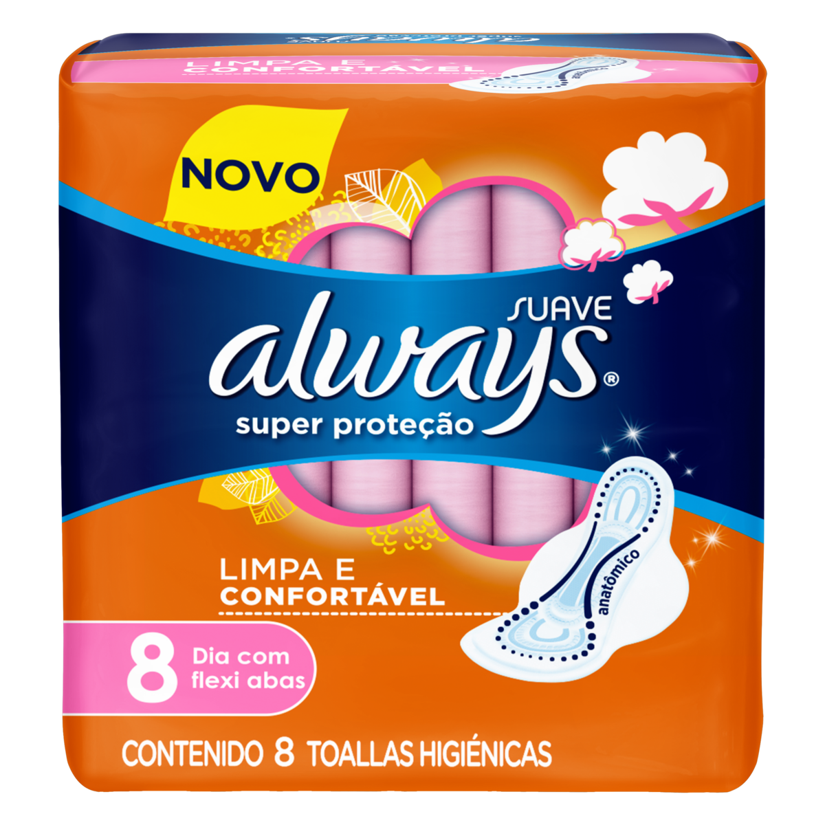 Always Absorvente Com Abas Dia Suave Super Proteção Pacote 8 Unidades