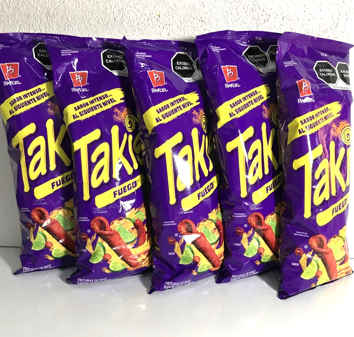 Barcel 5-Pk Mexican TAKIS Fuego Tortilla Chips 190gr/6oz