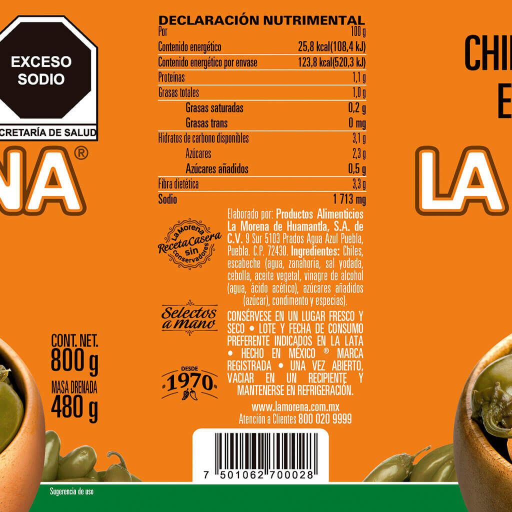 La Morena Chiles Jalapeños En Escabeche 800 G