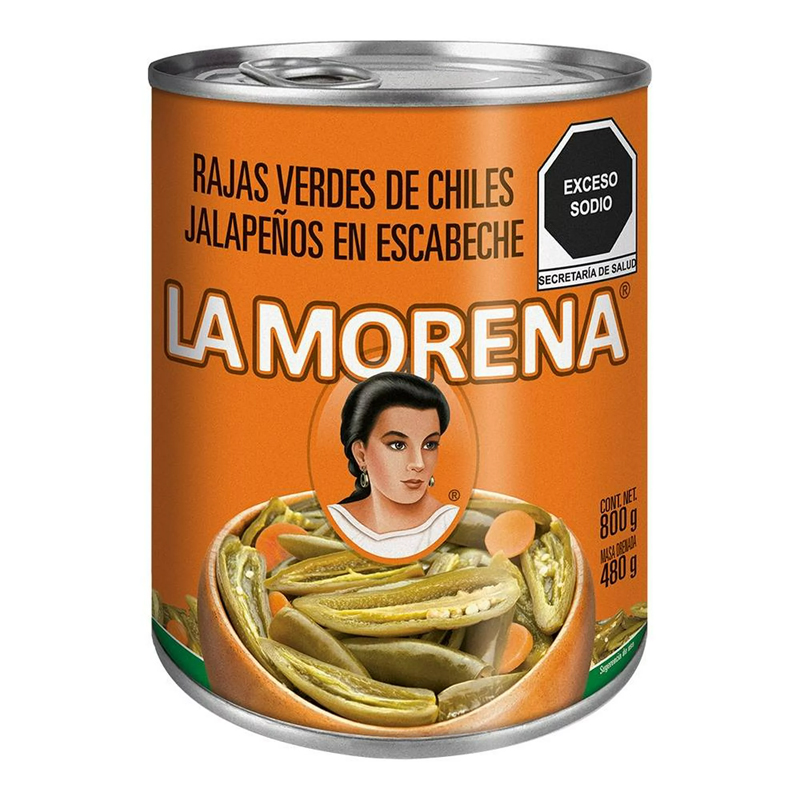 La Morena Rajas Verdes De Chiles Jalapeños En Escabeche 800 G