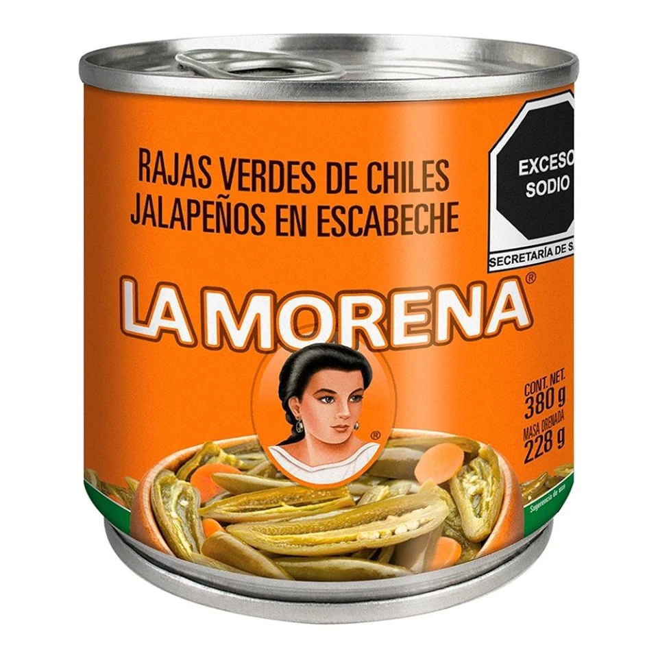 La Morena Rajas Verdes De Chiles Jalapeño En Escabeche 380 G