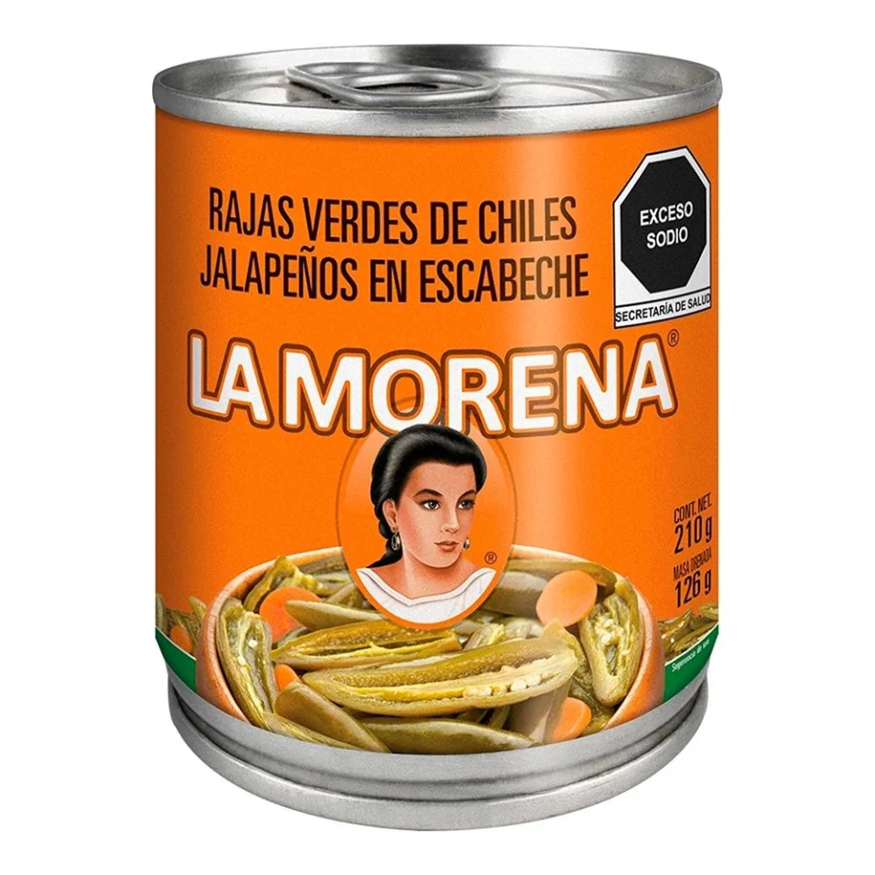 La Morena Rajas Verdes De Chiles Jalapeños En Escabeche 210 G