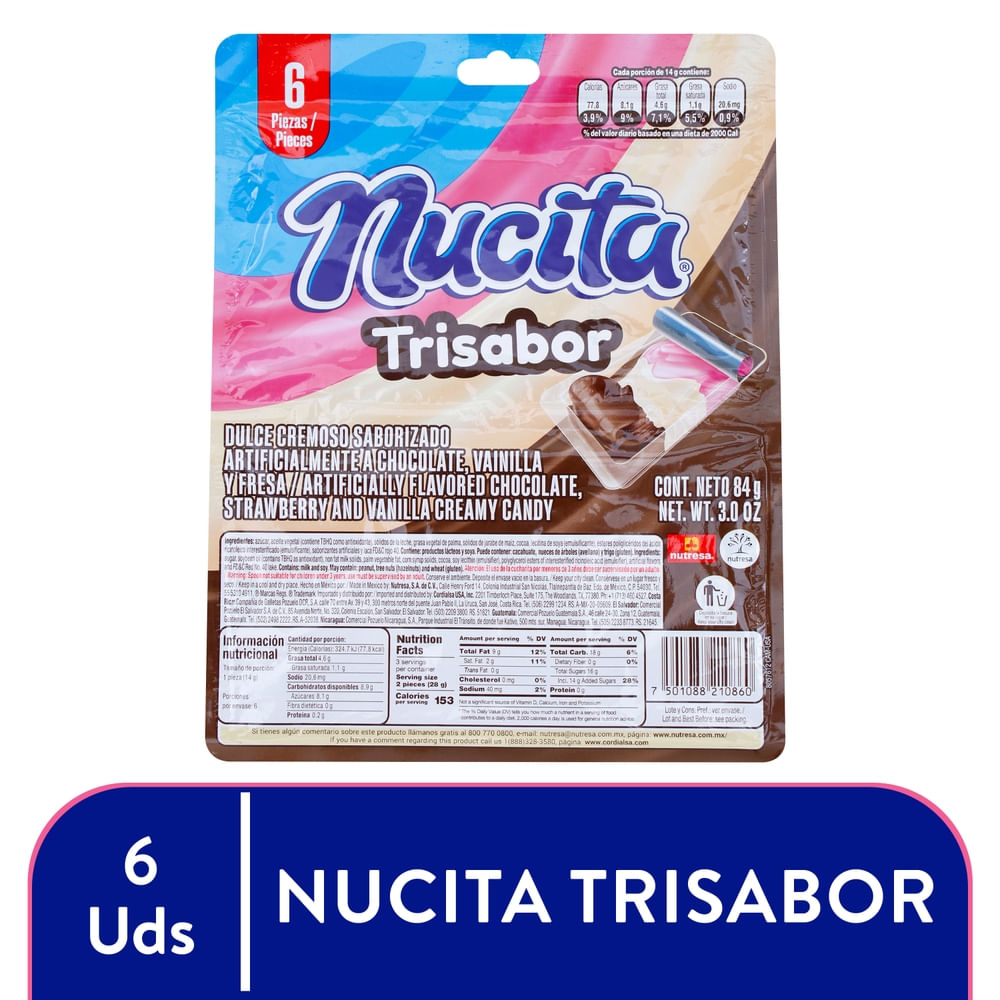Nucita Chocolate Trisabor Vainilla Y Fresa - 90 G