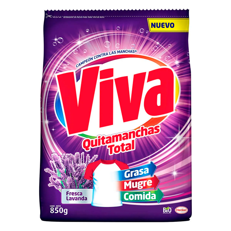 Viva Detergente En Polvo Quitamanchas Total Lavanda 850g